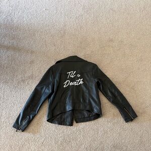 David's Bridal Black Faux Leather Jacket